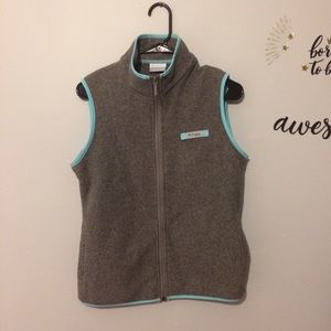 Columbia PFG Fleece Vest Gray Small Full Zip Outdoor Hiking Camping Athleisure
